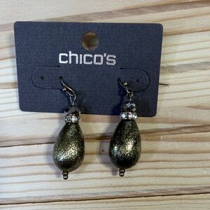 Chico's Gold and Black Teardrop Earrings